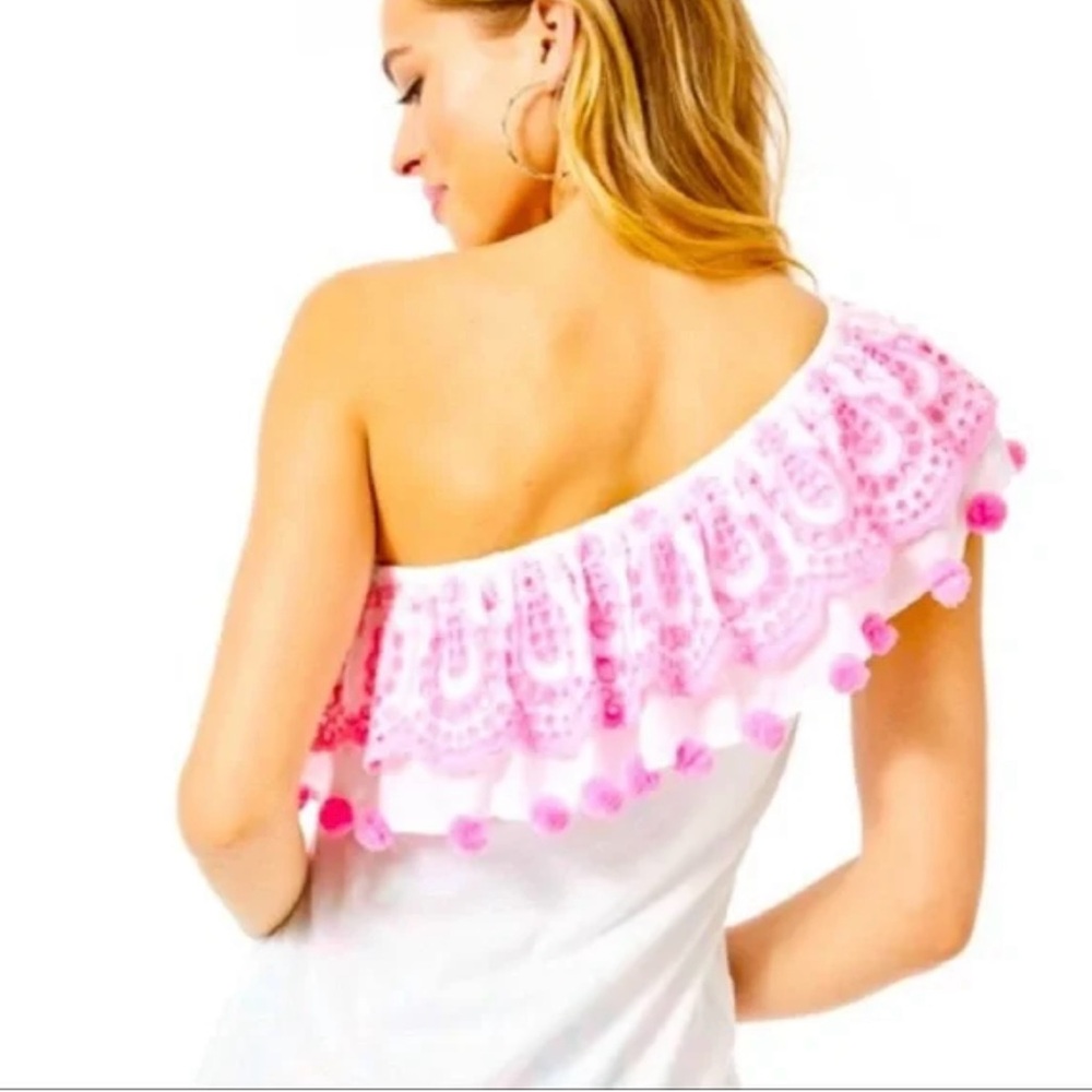 Lilly Pulitzer White Top with Pink Details - Picture 3 of 7